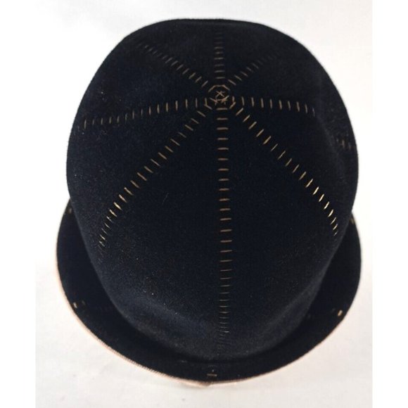 Women's Vintage Bucket Hat Black Brown Stitching Union Made Mid Century 22" - Picture 5 of 9